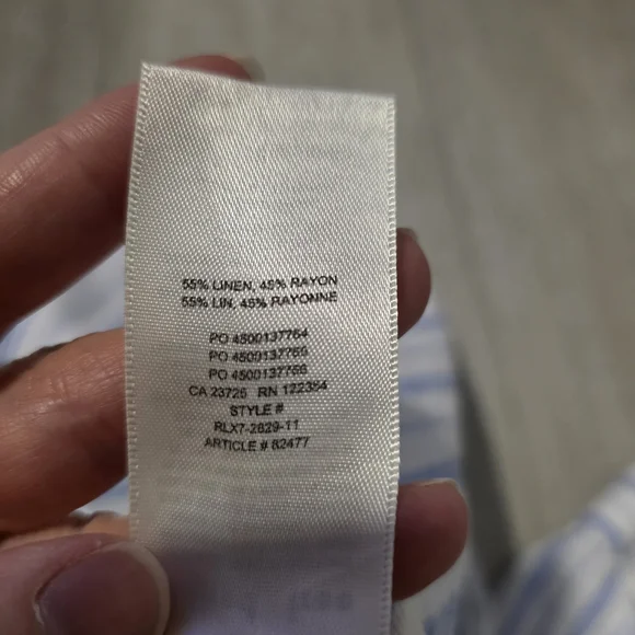 Wilfred Blue and White Striped Casual Button-Down Shirt - Picture 9 of 9